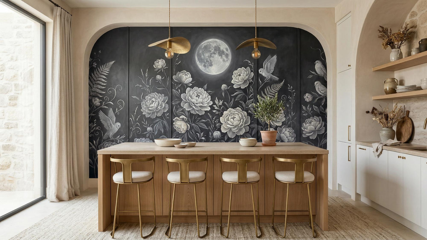 Contemporary Black & White wallpaper for Dining Room