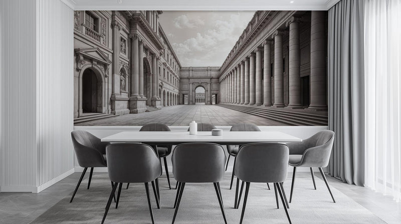 Contemporary Black & White wallpaper for Dining Room