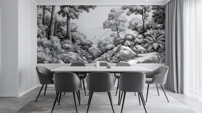 Contemporary Black & White wallpaper for Dining Room