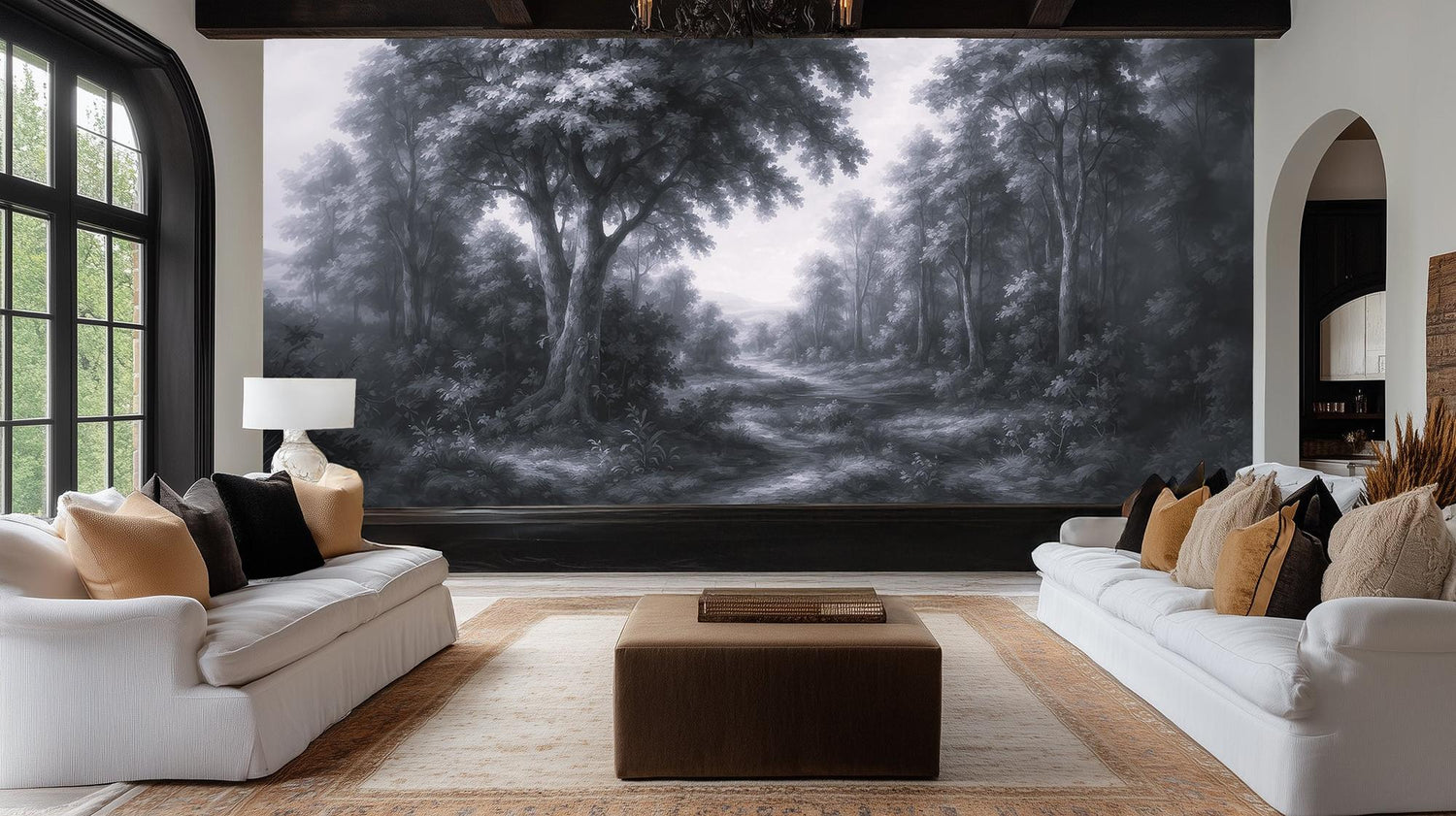 Contemporary Black & White wallpaper for Living Room
