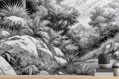 Contemporary Black & White wallpaper for Living Room
