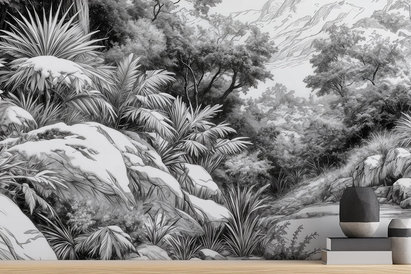 Contemporary Black & White wallpaper for Living Room