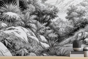 Contemporary Black & White wallpaper for Living Room