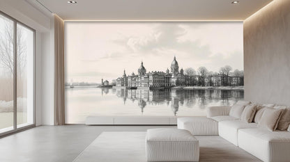 Contemporary Black & White wallpaper for Living Room