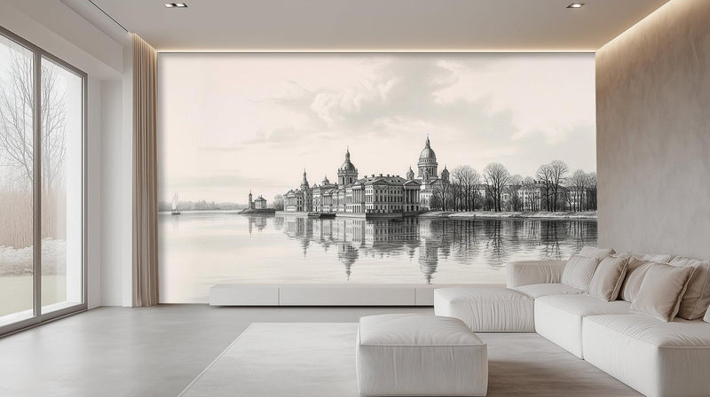 Contemporary Black & White wallpaper for Living Room