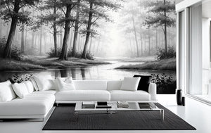 Contemporary Black & White wallpaper for Living Room
