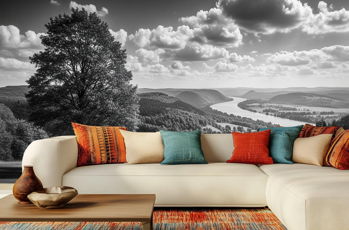 Contemporary Black & White wallpaper for Living Room