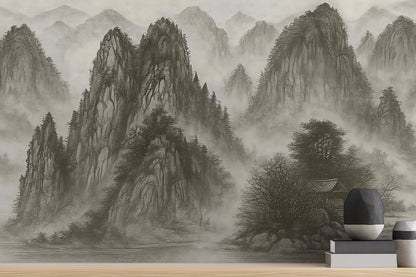 Contemporary Black & White wallpaper for Living Room