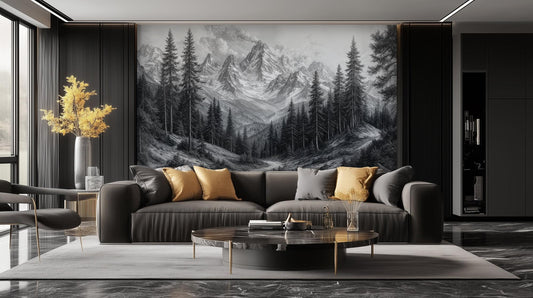 Contemporary Black & White wallpaper for Living Room