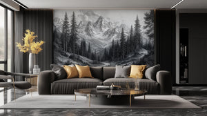 Contemporary Black & White wallpaper for Living Room