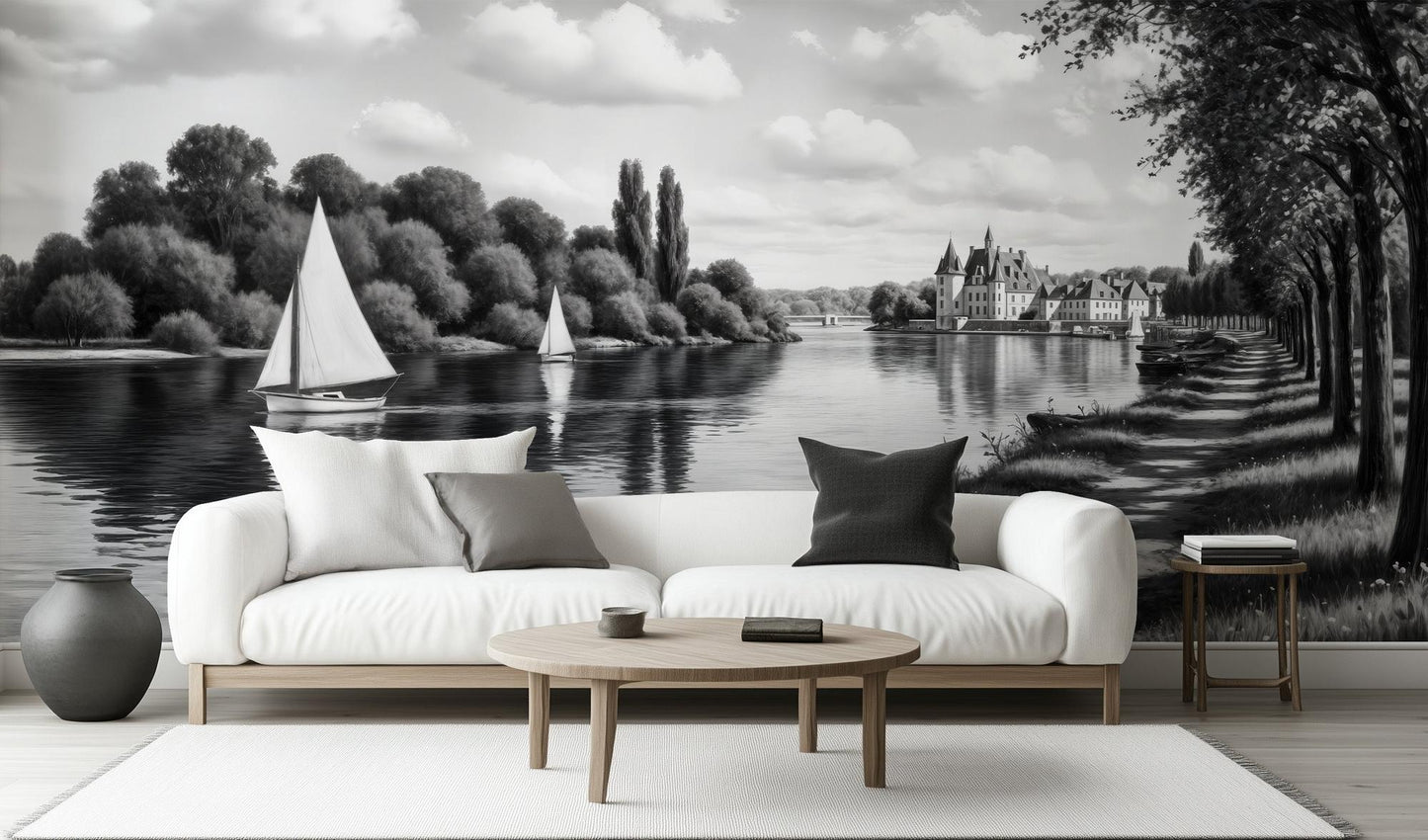Contemporary Black & White wallpaper for Living Room