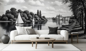 Contemporary Black & White wallpaper for Living Room
