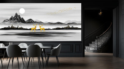 Contemporary Black & White wallpaper for Living Room