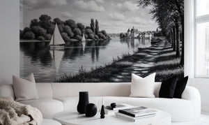 Contemporary Black & White wallpaper for Living Room