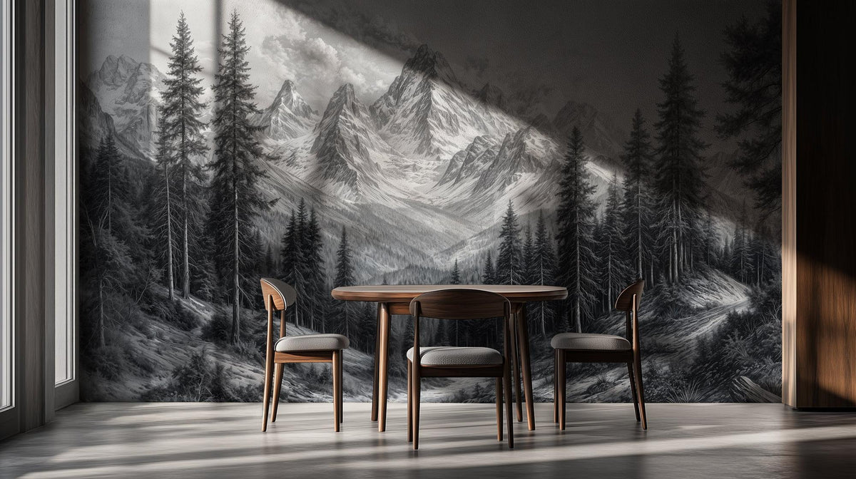 Contemporary Black & White wallpaper for Living Room