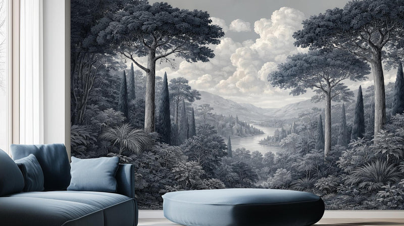 Contemporary Black & White wallpaper for Living Room