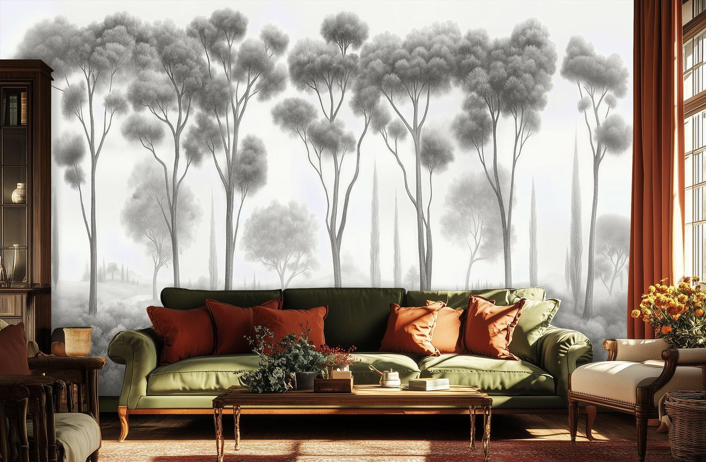 Contemporary Black & White wallpaper for Living Room