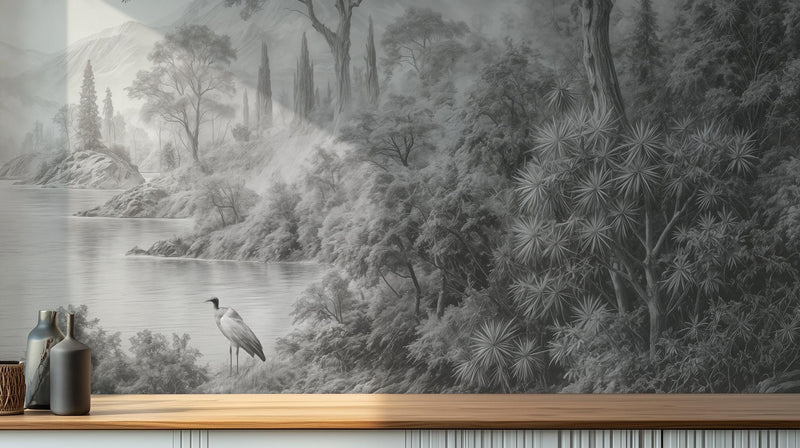 Contemporary Black & White wallpaper for Living Room