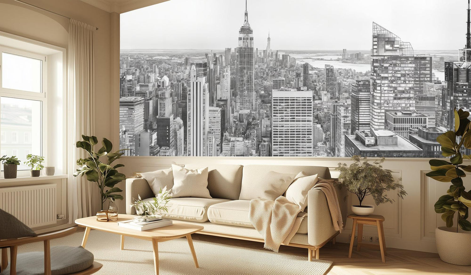 Contemporary Black & White wallpaper for Living Room