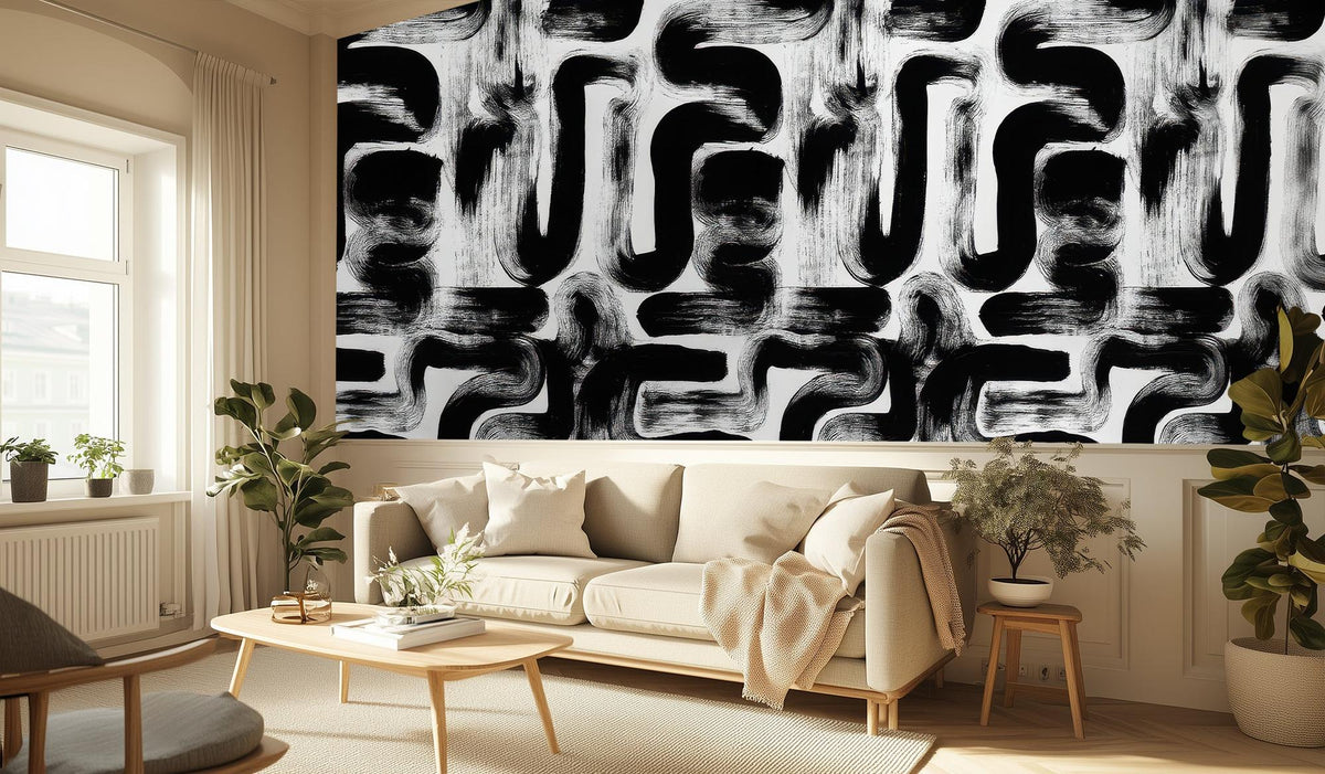 Contemporary Black & White wallpaper for Living Room