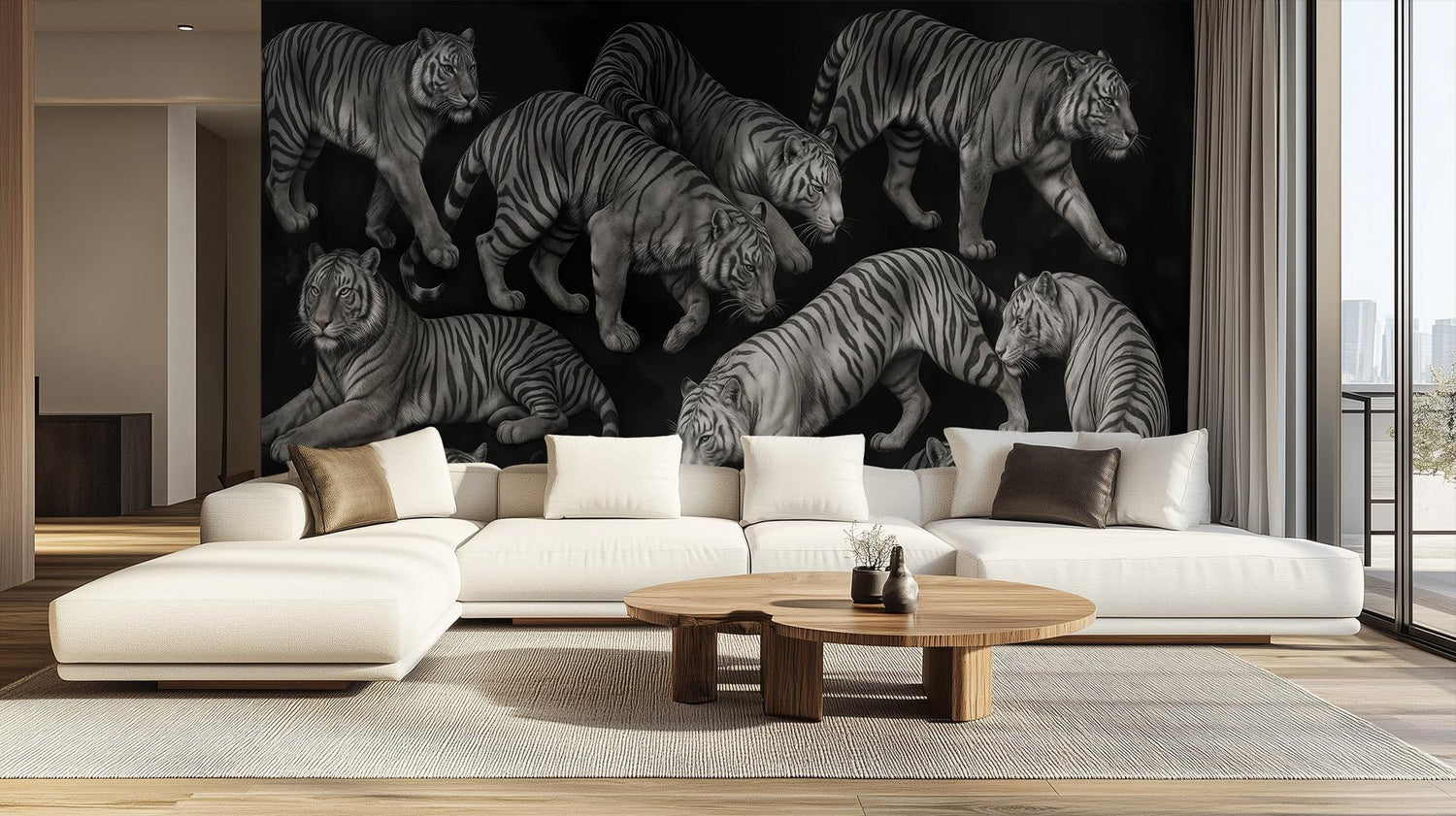 Contemporary Black & White wallpaper for Living Room