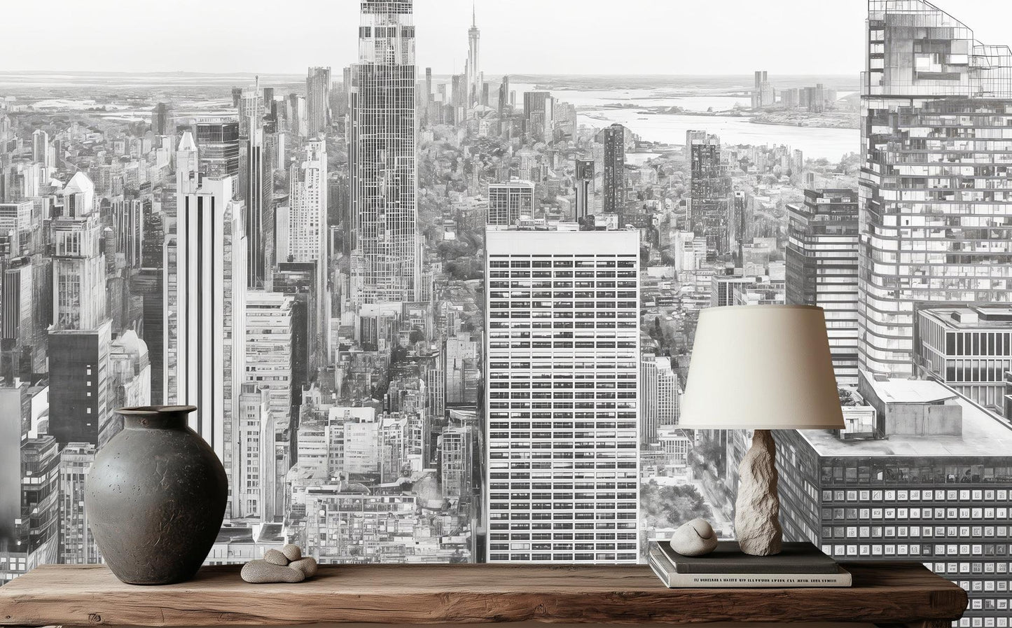 Contemporary Black & White wallpaper for Living Room