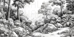 Monochrome Forest Vista Wallpaper
