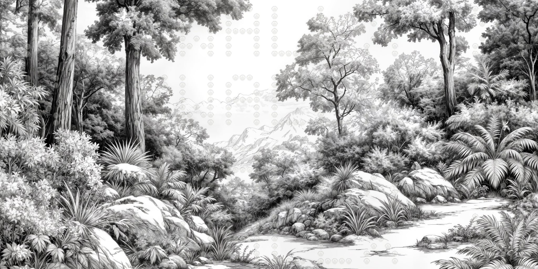 Monochrome Forest Vista Wallpaper
