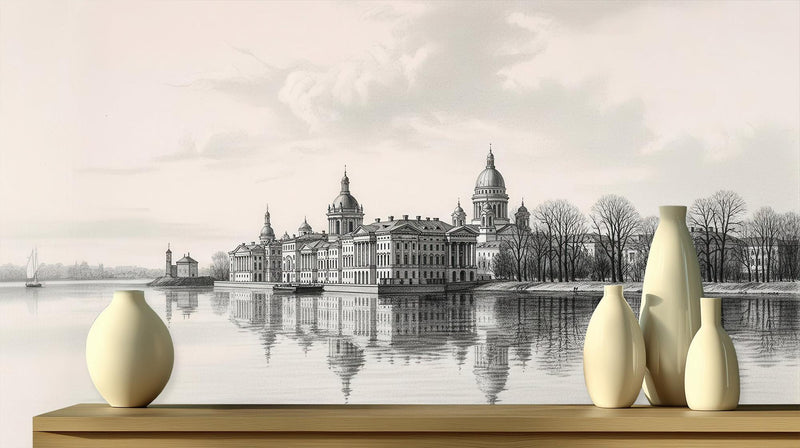Contemporary Black & White wallpaper for Living Room