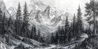 Monochrome Mountain Landscape Wallpaper
