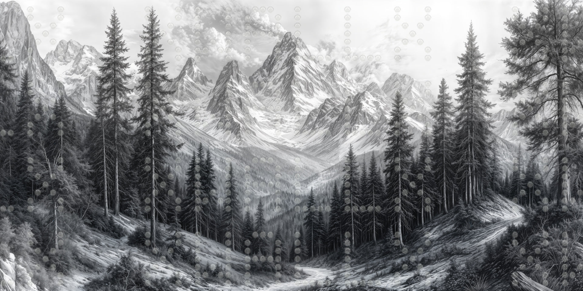 Monochrome Mountain Landscape Wallpaper