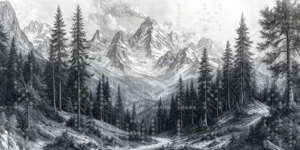 Monochrome Mountain Landscape Wallpaper - Sample