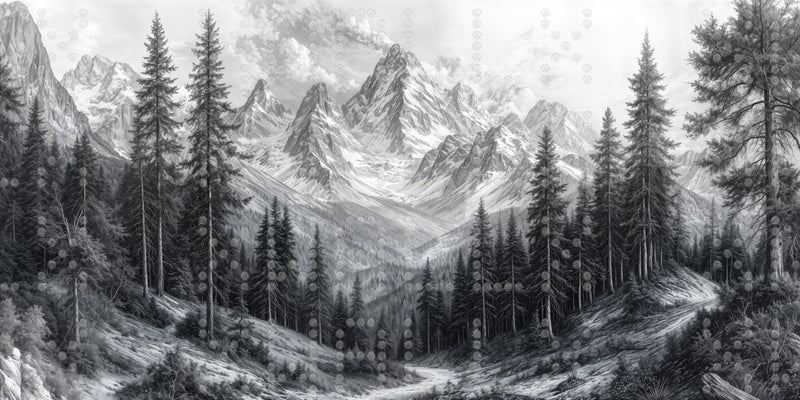 Monochrome Mountain Landscape Wallpaper