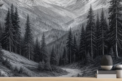 Contemporary Black & White wallpaper for Living Room