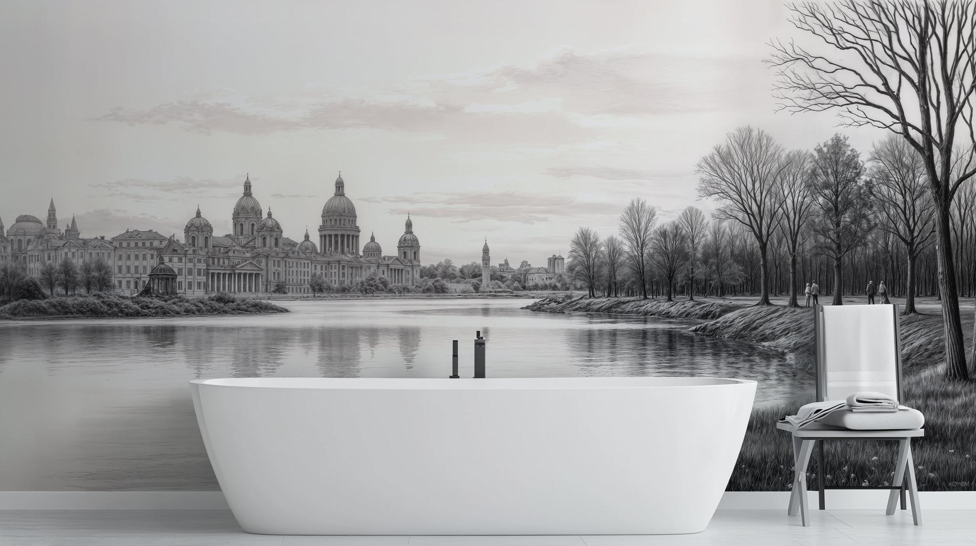 Modern Black & White wallpaper for Bathroom