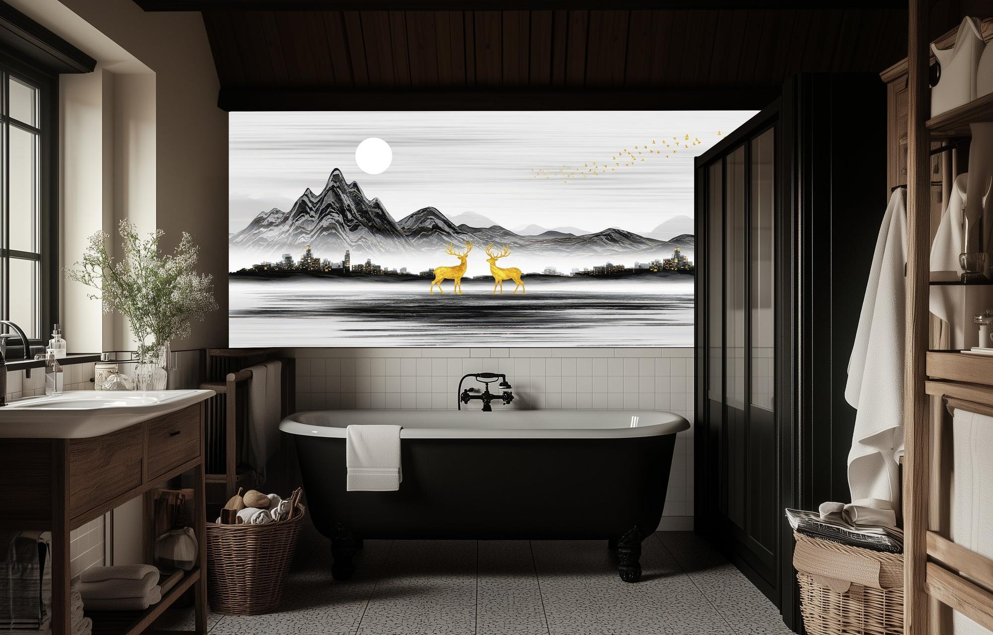 Modern Black & White wallpaper for Bathroom