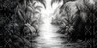 Monochrome Tropical Landscape Wallpaper
