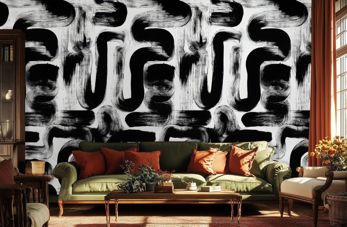 Modern Black & White wallpaper for Living Room