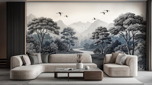 Modern Black & White wallpaper for Living Room