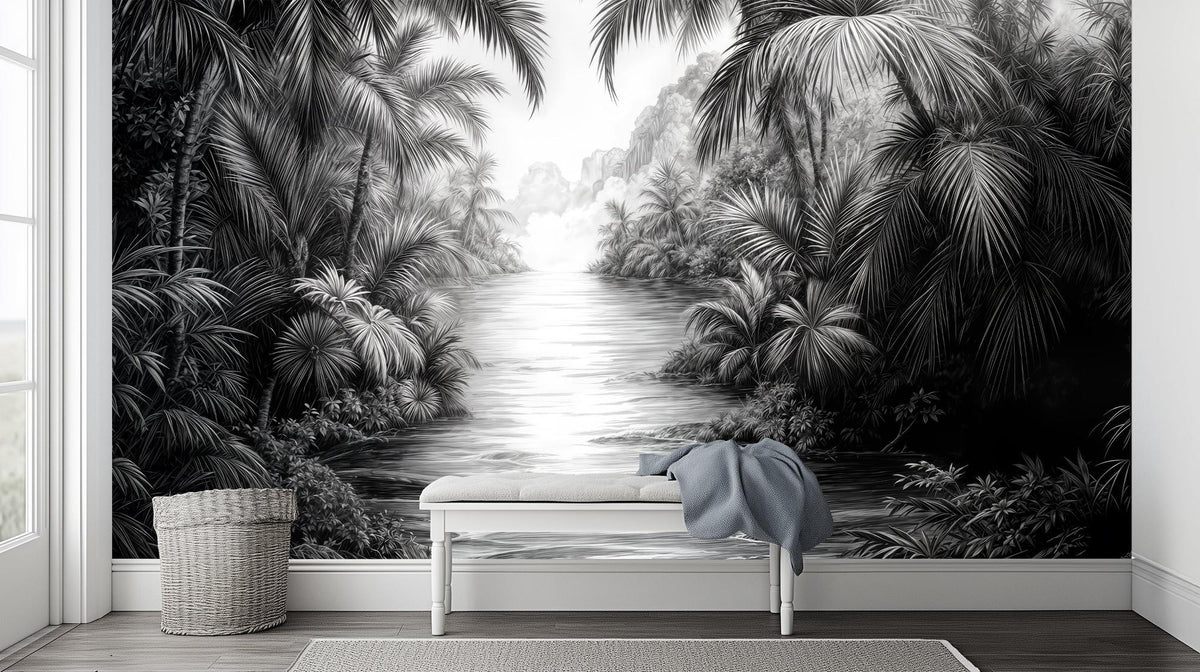 Modern Black & White wallpaper for Living Room