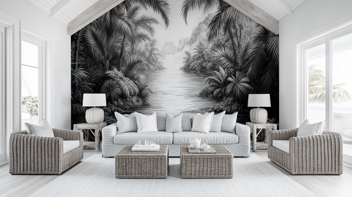 Modern Black & White wallpaper for Living Room