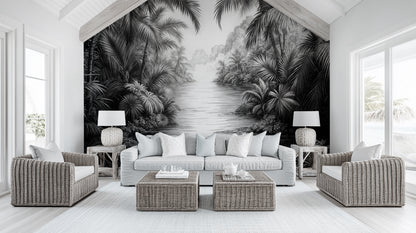 Modern Black & White wallpaper for Living Room