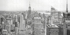New York Silüeti Monokrom Duvar Kağıdı