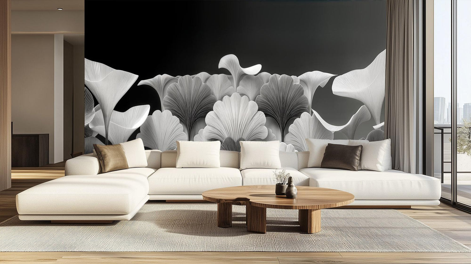 Modern Black & White wallpaper for Living Room