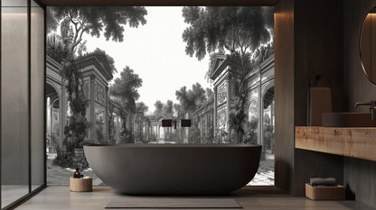 Traditional Black & White wallpaper for Bathroom