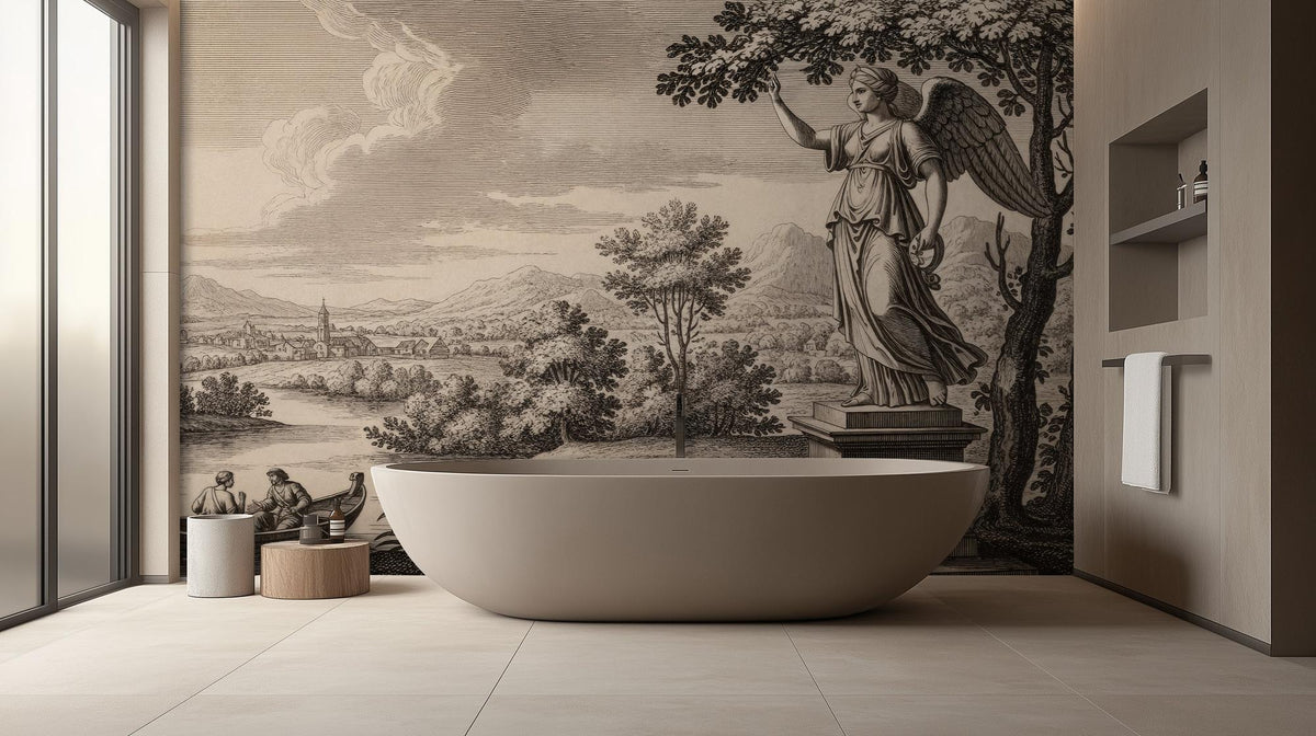 Traditional Black & White wallpaper for Bathroom