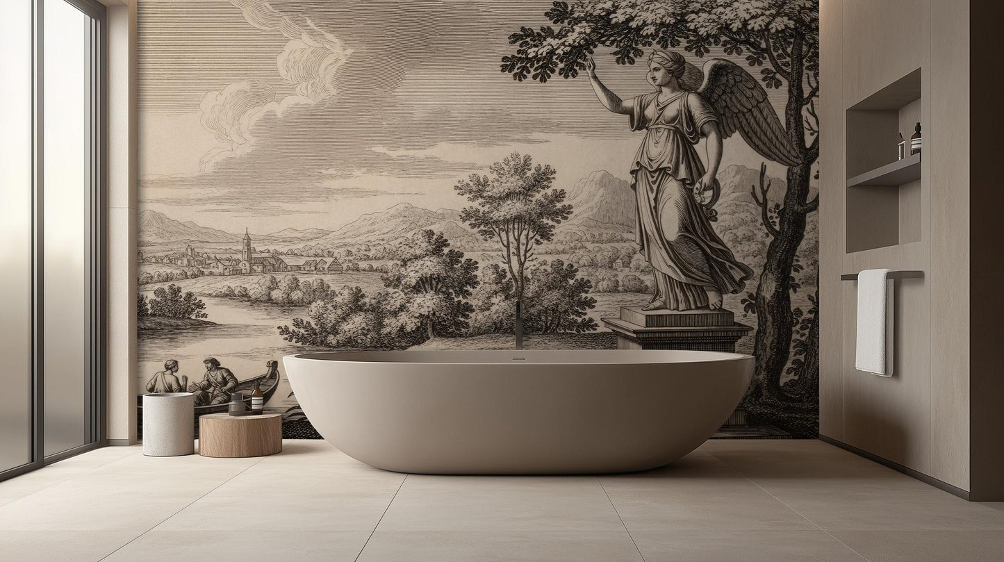 Traditional Black & White wallpaper for Bathroom