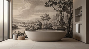 Traditional Black & White wallpaper for Bathroom
