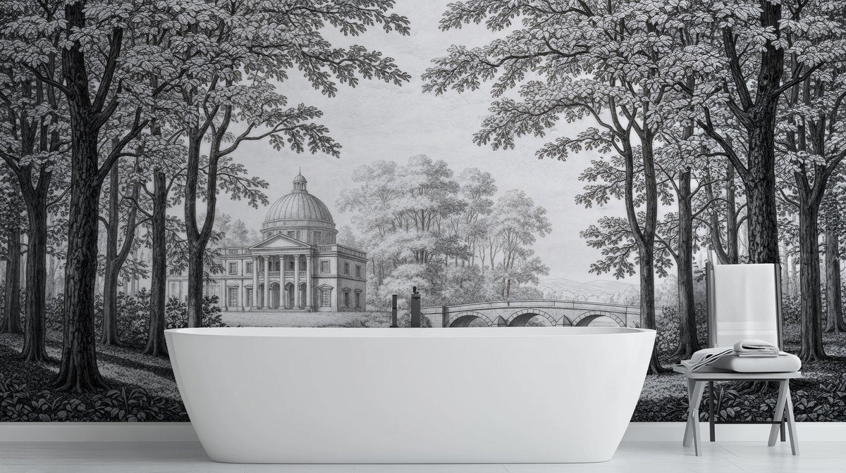 Traditional Black & White wallpaper for Bathroom