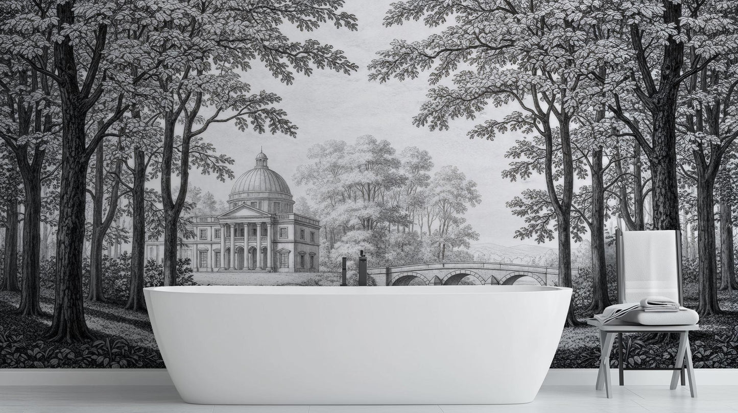 Traditional Black & White wallpaper for Bathroom